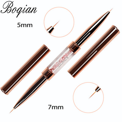 BQAN Pink Dviguba galvutė Pink Crystal Handle Nagų šepetėlis Liner Brush Painting Pen Gel Brush Crystal Nail Art Manikiūras