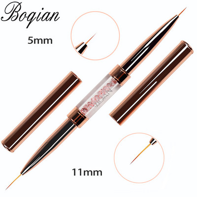 BQAN Pink Dviguba galvutė Pink Crystal Handle Nagų šepetėlis Liner Brush Painting Pen Gel Brush Crystal Nail Art Manikiūras