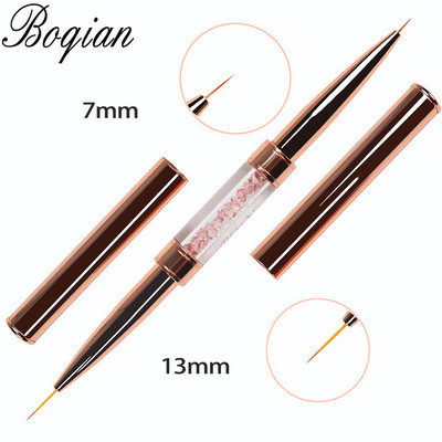 BQAN Pink Dviguba galvutė Pink Crystal Handle Nagų šepetėlis Liner Brush Painting Pen Gel Brush Crystal Nail Art Manikiūras