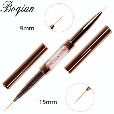 BQAN Pink Dviguba galvutė Pink Crystal Handle Nagų šepetėlis Liner Brush Painting Pen Gel Brush Crystal Nail Art Manikiūras
