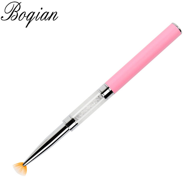 BQAN Pink Dviguba galvutė Pink Crystal Handle Nagų šepetėlis Liner Brush Painting Pen Gel Brush Crystal Nail Art Manikiūras