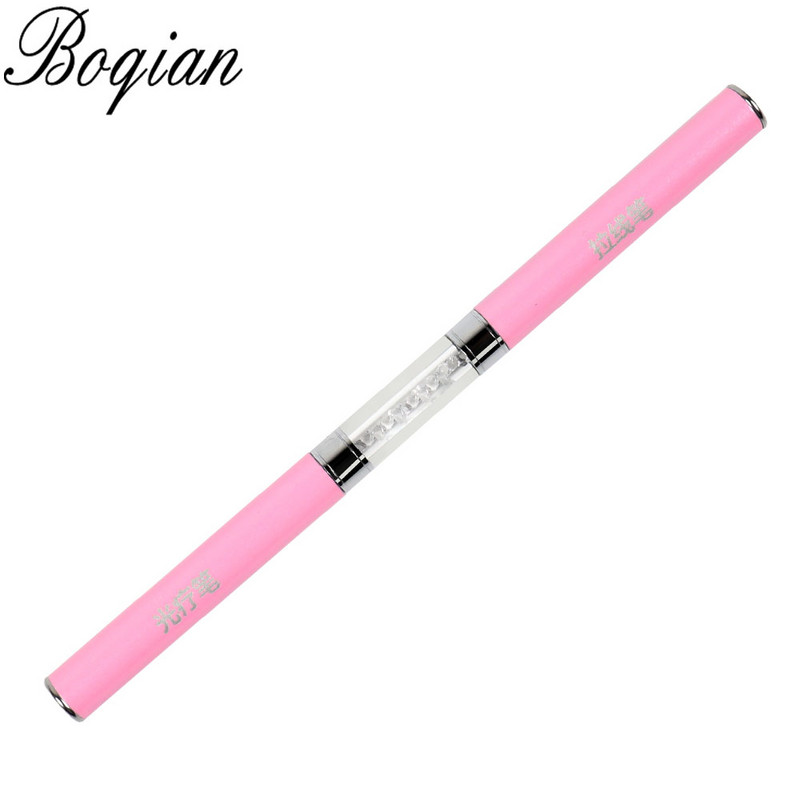 BQAN Pink Dviguba galvutė Pink Crystal Handle Nagų šepetėlis Liner Brush Painting Pen Gel Brush Crystal Nail Art Manikiūras