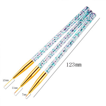 3PCS Четка за маникюр Stripe Nail Draw Line Pen Set UV Gel Brushes Рисуване Аксесоари за нокти Инструменти
