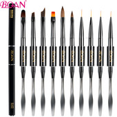 BQAN dvipusis nagų šepetėlis dažymo rašikliu Nagai akrilo nagų gelio antgalio priauginimo nagų dailės dizainas 2 pusės polietileno nagų gelio naudojimo įrankiai