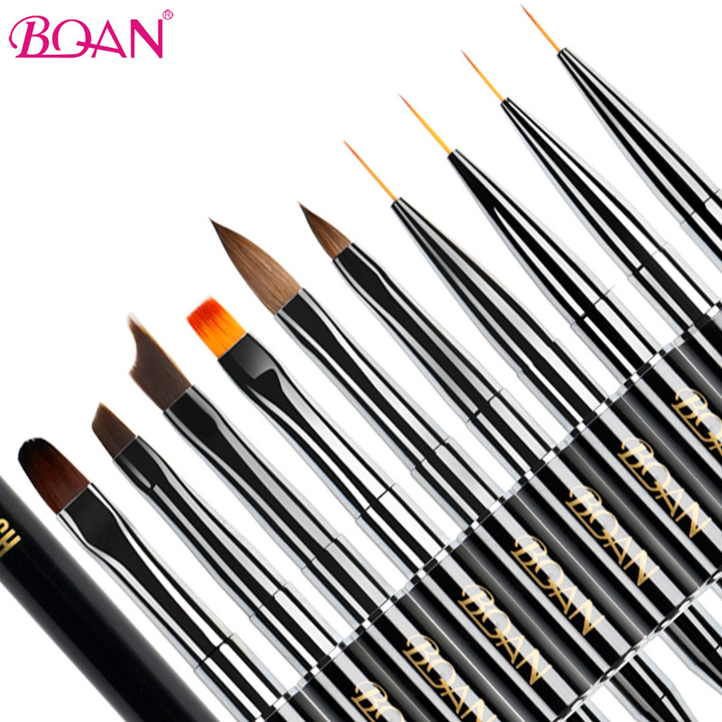 BQAN dvipusis nagų šepetėlis dažymo rašikliu Nagai akrilo nagų gelio antgalio priauginimo nagų dailės dizainas 2 pusės polietileno nagų gelio naudojimo įrankiai