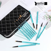Beautilux Blue Crystal Nail Brush Luxury Set Nail Art Paining Liner Acrylic Sculpture French Nails Design Profesionalus teptukas