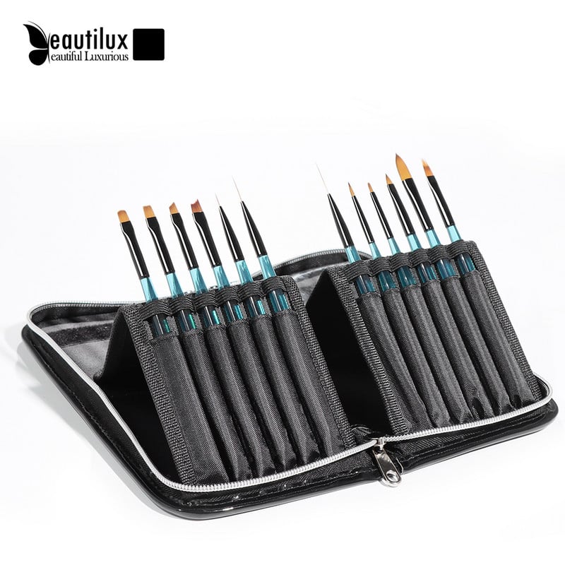 Beautilux Blue Crystal Nail Brush Luxury Set Nail Art Paining Liner Acrylic Sculpture French Nails Design Profesionalus teptukas