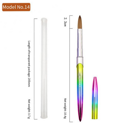 Spalvota rankena Kolinsky akrilinis nagų šepetėlis nagų dailės šepetėliui piešimo gelio priauginimo šepetėliai nagai rašiklis manikiūras nagų dailės įrankiai