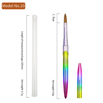 Spalvota rankena Kolinsky akrilinis nagų šepetėlis nagų dailės šepetėliui piešimo gelio priauginimo šepetėliai nagai rašiklis manikiūras nagų dailės įrankiai