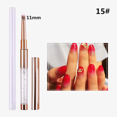 15 Style Gradient Nagų šepetėlis Nagų įdėklas Šepetys Drožyba Plokščios apvalios galvutės nagų gelis tapybos šepečiai Linijos Linijos Piešimo rašiklis