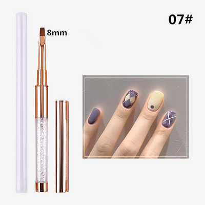 15 Style Gradient Nagų šepetėlis Nagų įdėklas Šepetys Drožyba Plokščios apvalios galvutės nagų gelis tapybos šepečiai Linijos Linijos Piešimo rašiklis