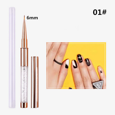 15 Style Gradient Nagų šepetėlis Nagų įdėklas Šepetys Drožyba Plokščios apvalios galvutės nagų gelis tapybos šepečiai Linijos Linijos Piešimo rašiklis