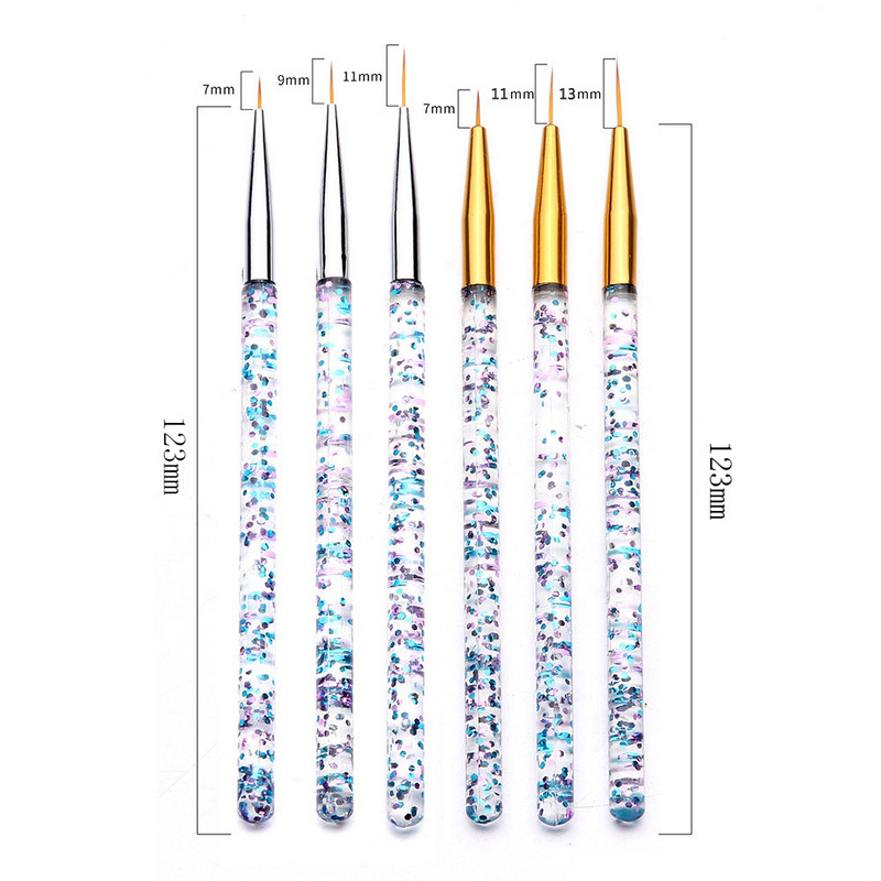 Nagų šepetėlis 3 vnt Stripe Nail Draw Line Pen rinkinys UV gelio šepetėliai dažymo įrankiai