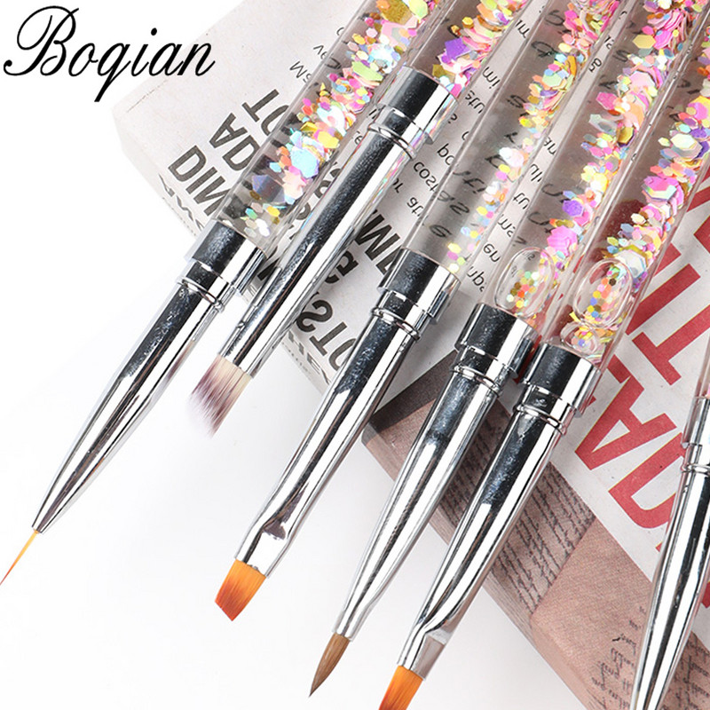 BQAN Glitter Handle Nail Art Kist Liner Kist Manicure Acrylic Nails Okrugli gel kist Crtanje noktiju s tekućinom