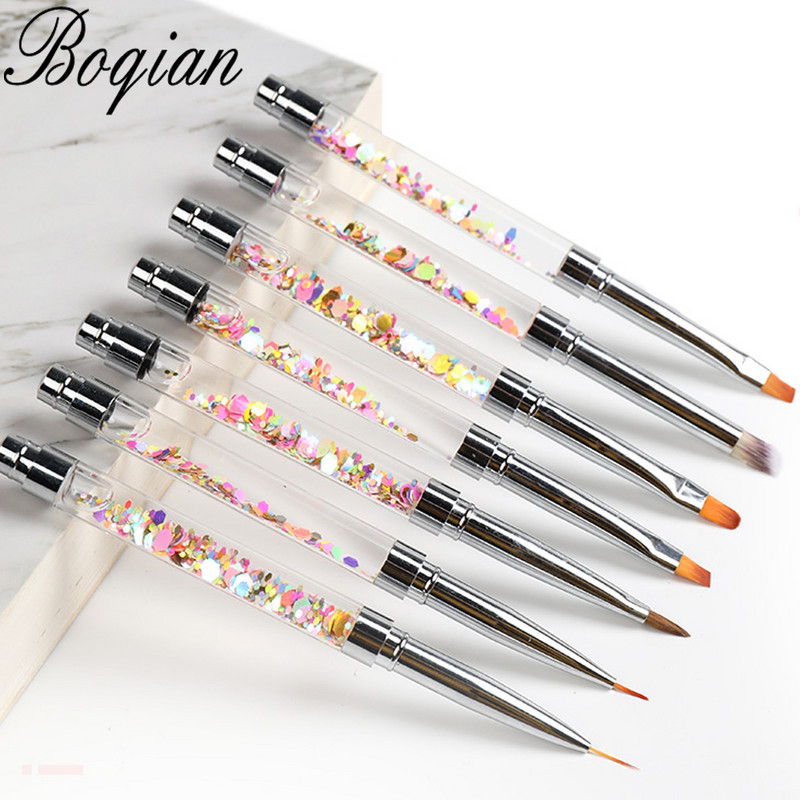 BQAN Glitter Handle Nail Art Kist Liner Kist Manicure Acrylic Nails Okrugli gel kist Crtanje noktiju s tekućinom