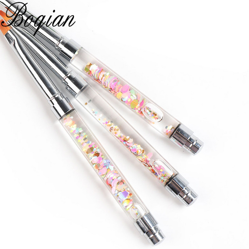 BQAN Glitter Handle Nail Art Kist Liner Kist Manicure Acrylic Nails Okrugli gel kist Crtanje noktiju s tekućinom