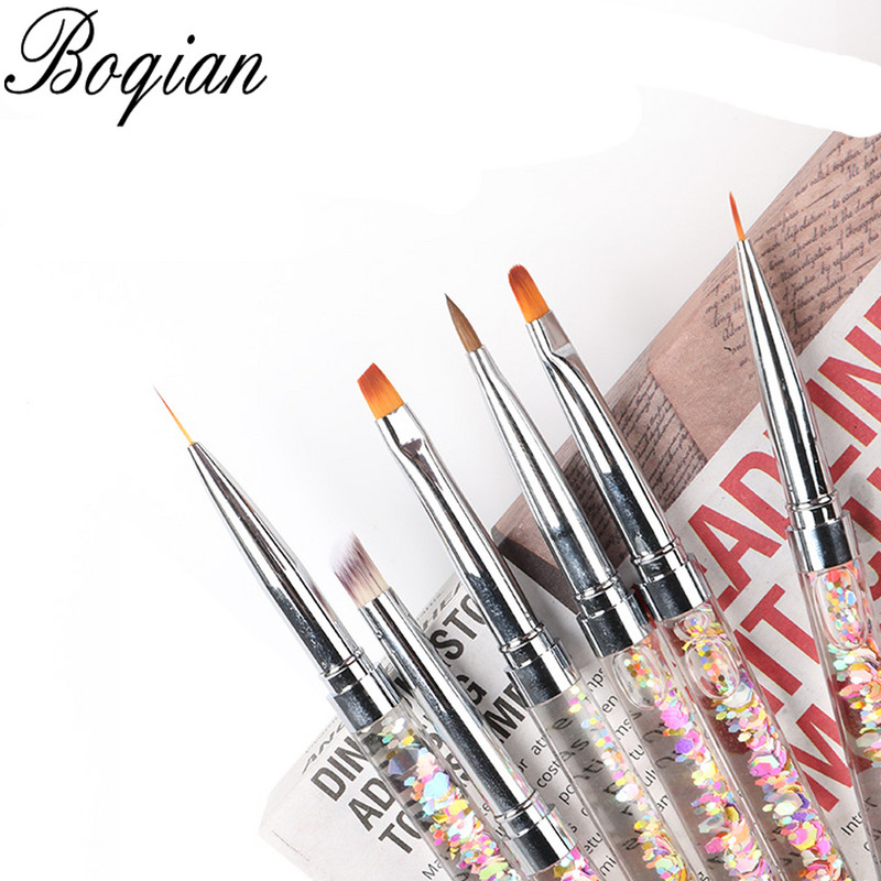 BQAN Glitter Handle Nail Art Kist Liner Kist Manicure Acrylic Nails Okrugli gel kist Crtanje noktiju s tekućinom