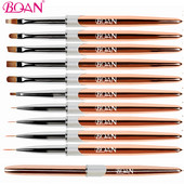 BQAN Rose Gold Nail Art Brush UV Gel Extension Brush Liner Tapybos Šepetėlio įklotas Piešimas Nagų šepetėliai Nagai Rašiklis Manikiūro Įrankiai