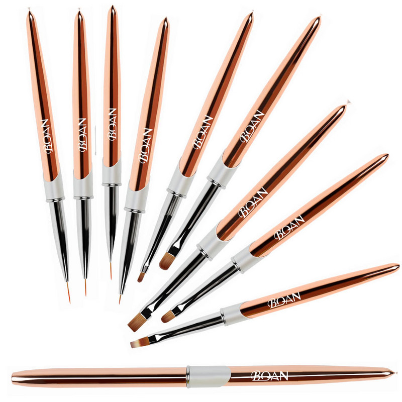BQAN Rose Gold Nail Art Brush UV Gel Extension Brush Liner Tapybos Šepetėlio įklotas Piešimas Nagų šepetėliai Nagai Rašiklis Manikiūro Įrankiai