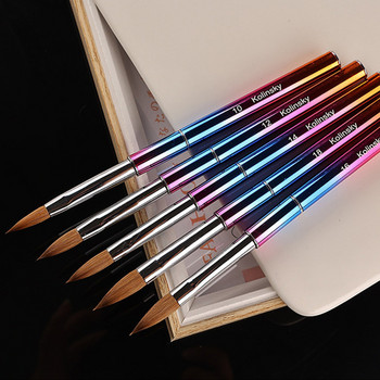 Rainbow Metal Kolinsky Sable Nail Acrylic Brush UV Gel Carving Pen Brush Liquid Powder DIY Nail Drawing Nail Art Brush