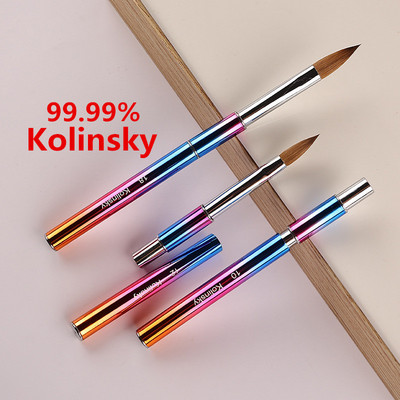 Rainbow Metal Kolinsky Sable nagu akrila otiņa UV gēla grebšanas pildspalvas ota šķidrs pulveris, DIY nagu zīmēšanas nagu mākslas otiņa