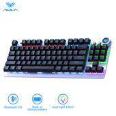 AULA F3001 2.4G belaidis „Bluetooth“ laidinis Trijų režimų klaviatūra Mechaninis žaidimas Biuro belaidžio foninio apšvietimo 87 klaviatūra