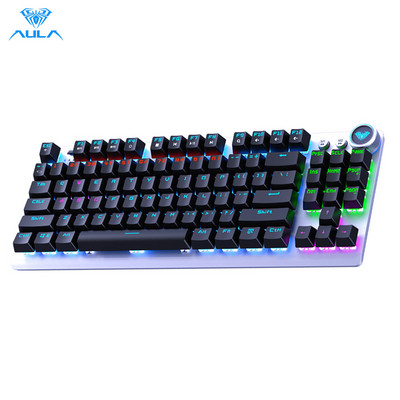 AULA F3001 2.4G belaidis „Bluetooth“ laidinis Trijų režimų klaviatūra Mechaninis žaidimas Biuro belaidžio foninio apšvietimo 87 klaviatūra