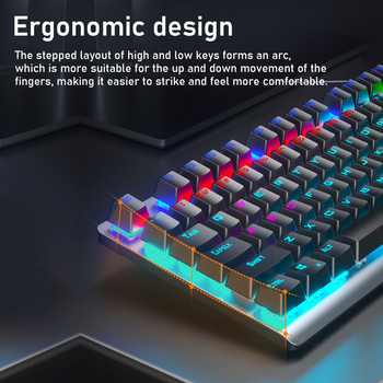 AULA F3018 Двоен сензорен превключвател Механична игрална клавиатура Anti-Ghosting 104 клавиатура Ултратънка кабелна хибридна клавиатура с подсветка Игра