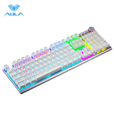 AULA F3018 dvigubo jutiklinio jungiklio mechaninė žaidimų klaviatūra Anti-Ghosting 104 klaviatūra itin plona laidinė hibridinė foninio apšvietimo klaviatūros žaidimas