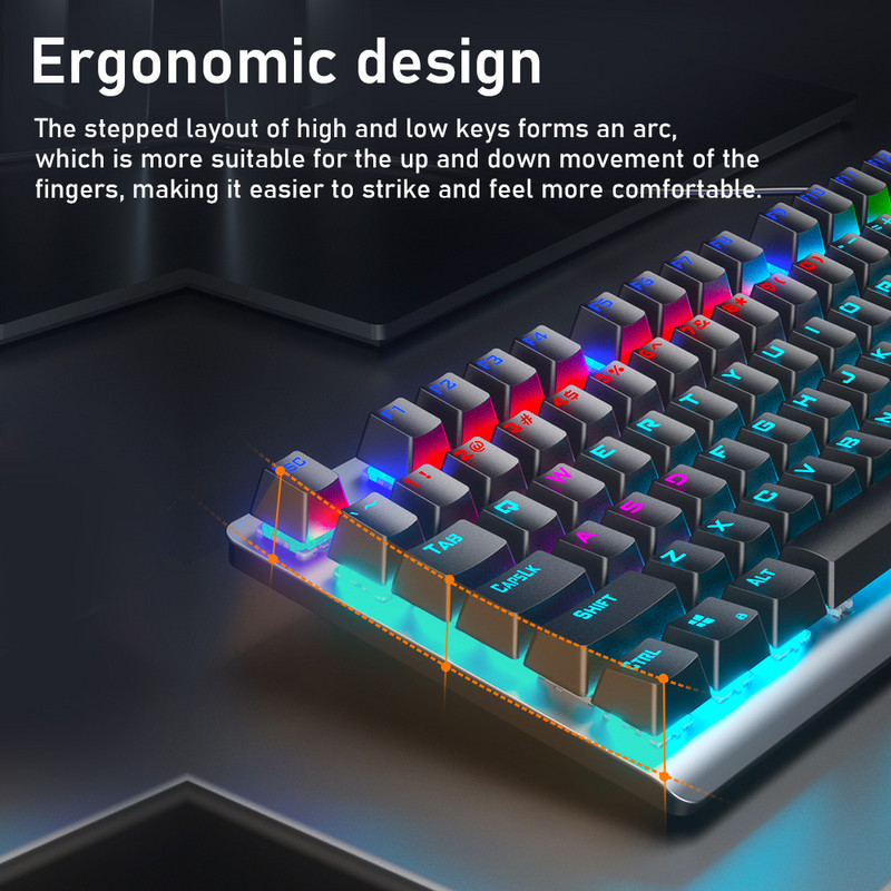 AULA F3018 dvigubo jutiklinio jungiklio mechaninė žaidimų klaviatūra Anti-Ghosting 104 klaviatūra itin plona laidinė hibridinė foninio apšvietimo klaviatūros žaidimas