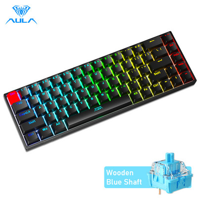 AULA F3068 Gaming Mechanical Keyboard Support Πληκτρολόγιο Bluetooth / Type-C Πληκτρολόγιο με δυνατότητα εναλλαγής για Android Φορητός υπολογιστής Windows ipad