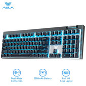 AULA F3050 2.4G + laidinė dvigubo režimo 108 klavišų žaidimų mechaninė klaviatūra, šalta šviesa kompiuterių žaidėjams
