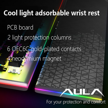AULA L2098 RGB клавиатура Геймърска механична клавиатура Син превключвател Кабелна анти-призрачна клавиатура с кристална подсветка за настолен лаптоп