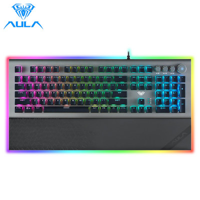 AULA L2098 RGB tipkovnica Gaming Mehanička tipkovnica Plavi prekidač Žičana Anti-ghosting Tipkovnica s kristalnim pozadinskim osvjetljenjem za prijenosno računalo
