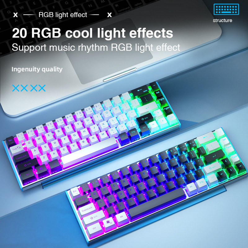 AULA F3368 Πληκτρολόγιο DIY Hotswap Πληκτρολόγιο Ενσύρματο/Bluetooth/2.4G Πληκτρολόγιο LED με οπίσθιο φωτισμό 68 πλήκτρων για MAC/I0S/ Android /Windows/ipad