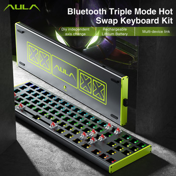 AULA F3174 клавиатура Направи си сам Hotswap клавиатура кабелна/Bluetooth/2.4G 74 клавиша клавиатура с LED подсветка за MAC/I0S/Android/Windows/ipad