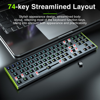 AULA F3174 клавиатура Направи си сам Hotswap клавиатура кабелна/Bluetooth/2.4G 74 клавиша клавиатура с LED подсветка за MAC/I0S/Android/Windows/ipad