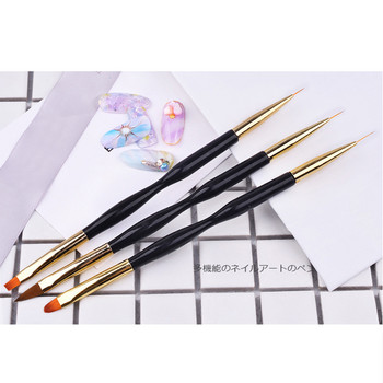 3 τεμάχια/σετ Gel Nail Art Line Painting Brushes Dual-ended Thin Liner Drawing Extension Builder Pen Nail Art Σετ εργαλείων μανικιούρ