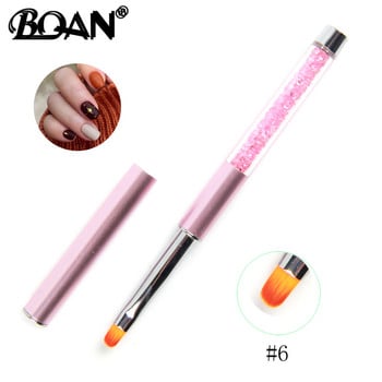 BQAN 5/7/9/11/15mm Pink Crystal Handle Nail Art Gel Brush Nail Art Gel Brush Pen With Cap Nail Art Εργαλεία μανικιούρ για UV Gel