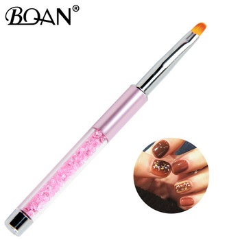 BQAN 5/7/9/11/15mm Pink Crystal Handle Nail Art Gel Brush Nail Art Gel Brush Pen With Cap Nail Art Εργαλεία μανικιούρ για UV Gel