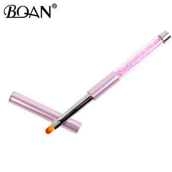 BQAN 5/7/9/11/15mm Pink Crystal Handle Nail Art Gel Brush Nail Art Gel Brush Pen With Cap Nail Art Εργαλεία μανικιούρ για UV Gel