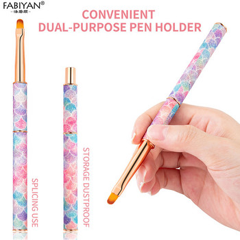 Метална подвижна дръжка Nail Art Line Painting Акрилна UV гел четка за удължаване Carving Nail Liner Drawing Pen Pink