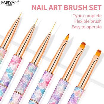 Μεταλλική αποσπώμενη λαβή Nail Art Line Painting Acrylic UV Gel Extension Brush Carving Liner Nail Drawing Pen Pink
