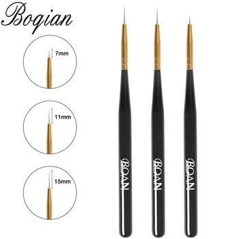 BQAN 3/5/7Pcs Черна четка за дизайн на нокти Накрайник за рисуване Рисуване Дърворезба Dotting Pen Gel Brush Liner Gel UV Polish Tool Писалка за нокти