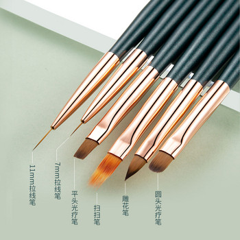 Nail Art Brush Pen Tips Line Extension Builder Acrylic Jagged Gradient French Round Flat Painting Draw Liner Инструменти за маникюр