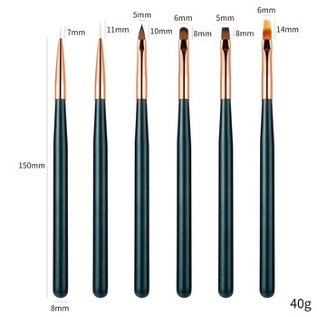 Nail Art Brush Pen Tips Line Extension Builder Ακρυλικό οδοντωτό ντεγκραντέ γαλλικό στρογγυλό επίπεδο βάψιμο Εργαλεία μανικιούρ Draw Liner