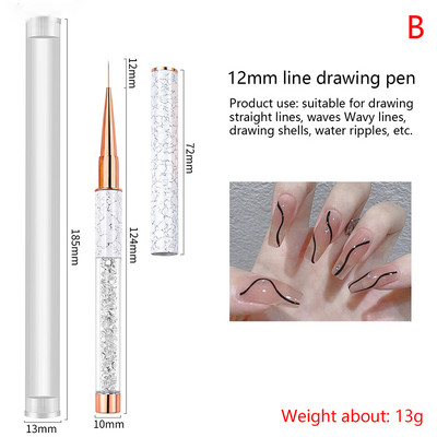 Akril körömdíszítő ecset körömdíszítő ecsetek kupakkal Nail Art Tips Építőkefe manikűr eszközök 1 db