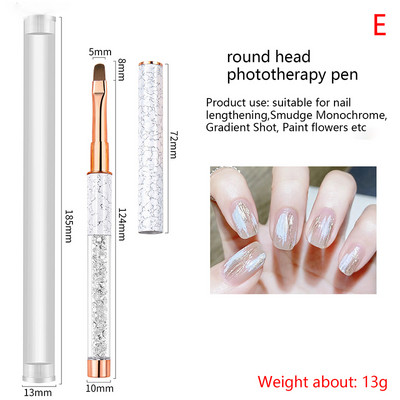 Akril körömdíszítő ecset körömdíszítő ecsetek kupakkal Nail Art Tips Építőkefe manikűr eszközök 1 db