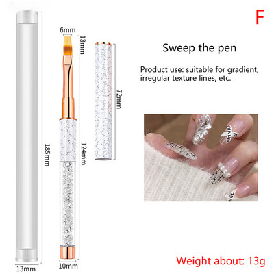 Akril körömdíszítő ecset körömdíszítő ecsetek kupakkal Nail Art Tips Építőkefe manikűr eszközök 1 db