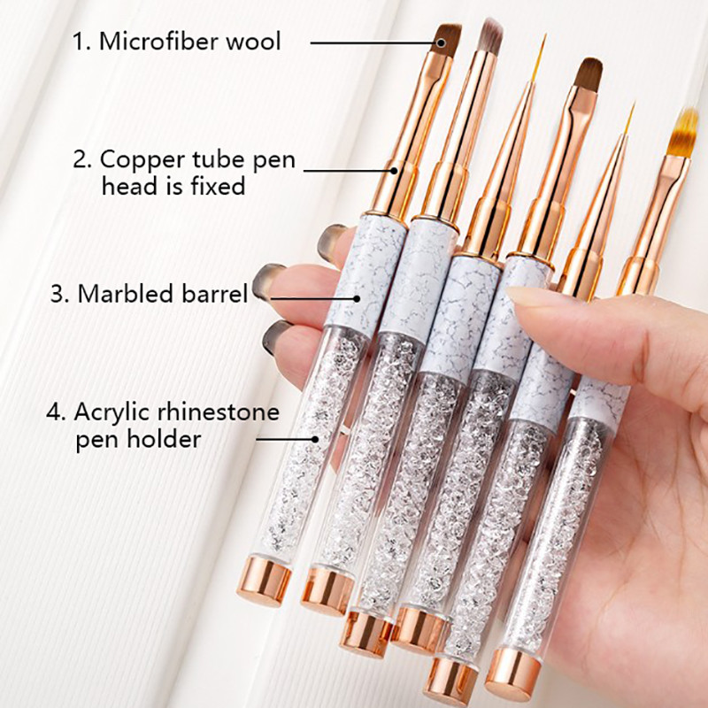 Akril körömdíszítő ecset körömdíszítő ecsetek kupakkal Nail Art Tips Építőkefe manikűr eszközök 1 db